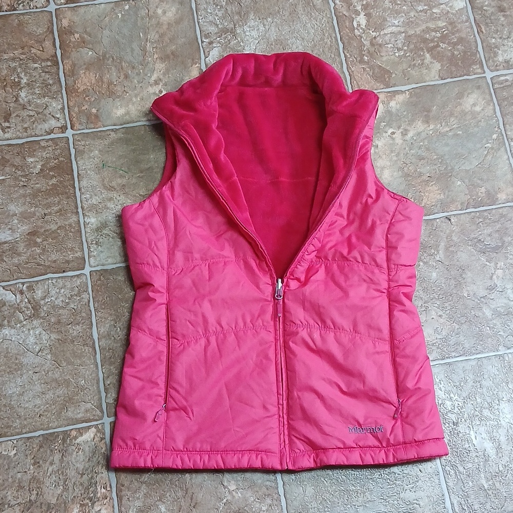 Women's Reversible Pink Fleece Zipper Vest Size Small